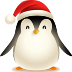 Cute penguin in Santa hat